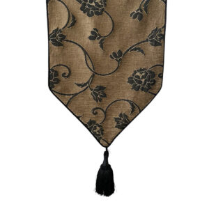 Dark Taupe Casket Drape with Black Pattern and Black Trim