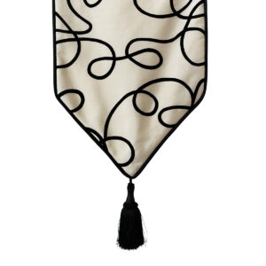 Ivory Casket Drape with Black Squiggle Pattern and Black Trim