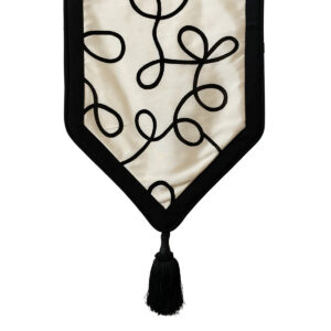 Ivory Casket Drape with Black Squiggle Pattern and Black Trim