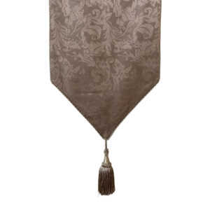 Dark Taupe Casket Drape with Taupe Flourish Pattern and Taupe Trim