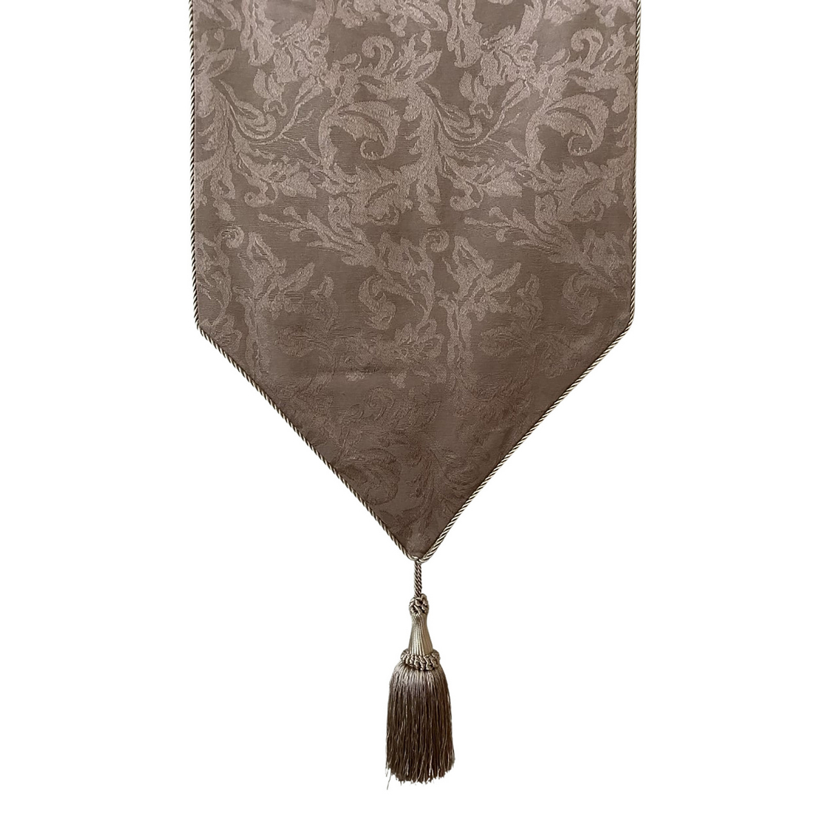 Dark Taupe Casket Drape with Taupe Flourish Pattern and Taupe Tassel