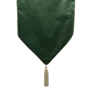 Forest Green Casket Drape with Solid Pattern and Ivory Trim