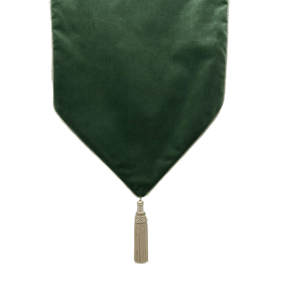 Forest Green Casket Drape with Solid Pattern and Ivory Trim