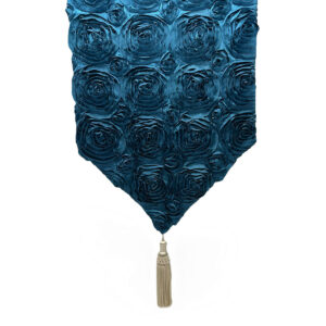 Turquoise Casket Drape with Rosette Pattern and Ivory Tassel