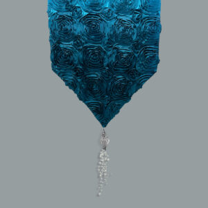 Turquoise Casket Drape with Rosette Pattern and Beaded Tassel