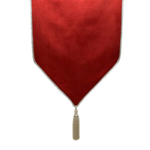 Red Casket Drape with Solid Pattern and Ivory Trim