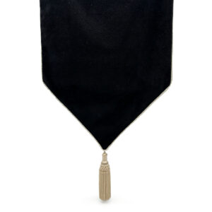 Black Casket Drape with Velvet Pattern and Ivory Trim