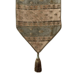 Olive Casket Drape with Gold Stripe Pattern and Olive Trim