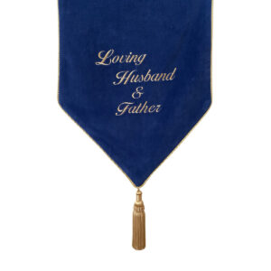 Royal Blue Embroidered Casket Drape – Loving Husband & Father