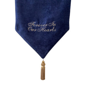 Blue Embroidered Casket Drape – Forever In Our Hearts