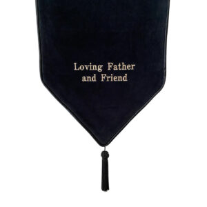 Black Embroidered Casket Drape – Loving Father and Friend