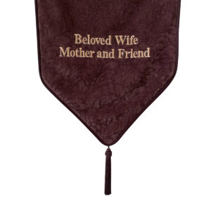 Soft Purple Embroidered Casket Drape – Beloved Wife Mother and Friend
