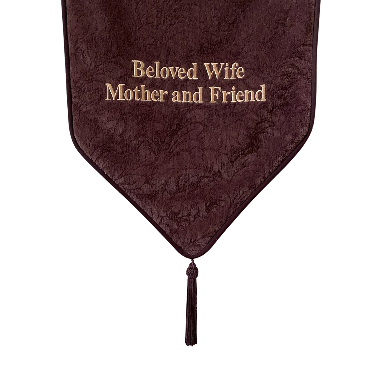 Soft Purple Embroidered Casket Drape – Beloved Wife Mother and Friend