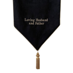 Black Embroidered Casket Drape – Loving Husband & Father