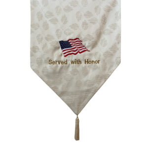 Ivory Embroidered Casket Drape – Served With Honor