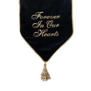 Black Embroidered Casket Drape – Forever In Our Hearts