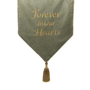 Soft Green Embroidered Casket Drape – Forever In Our Hearts
